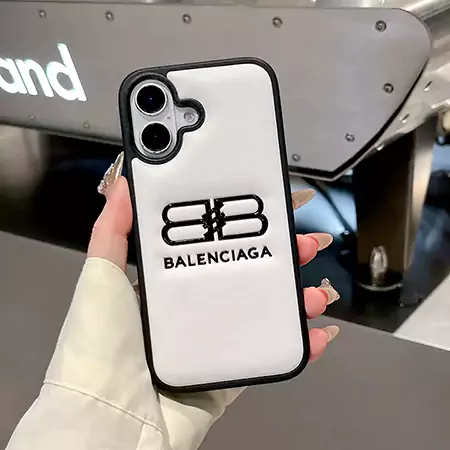 バレンシアガ iPhone17 ホットプレスレザー ケース